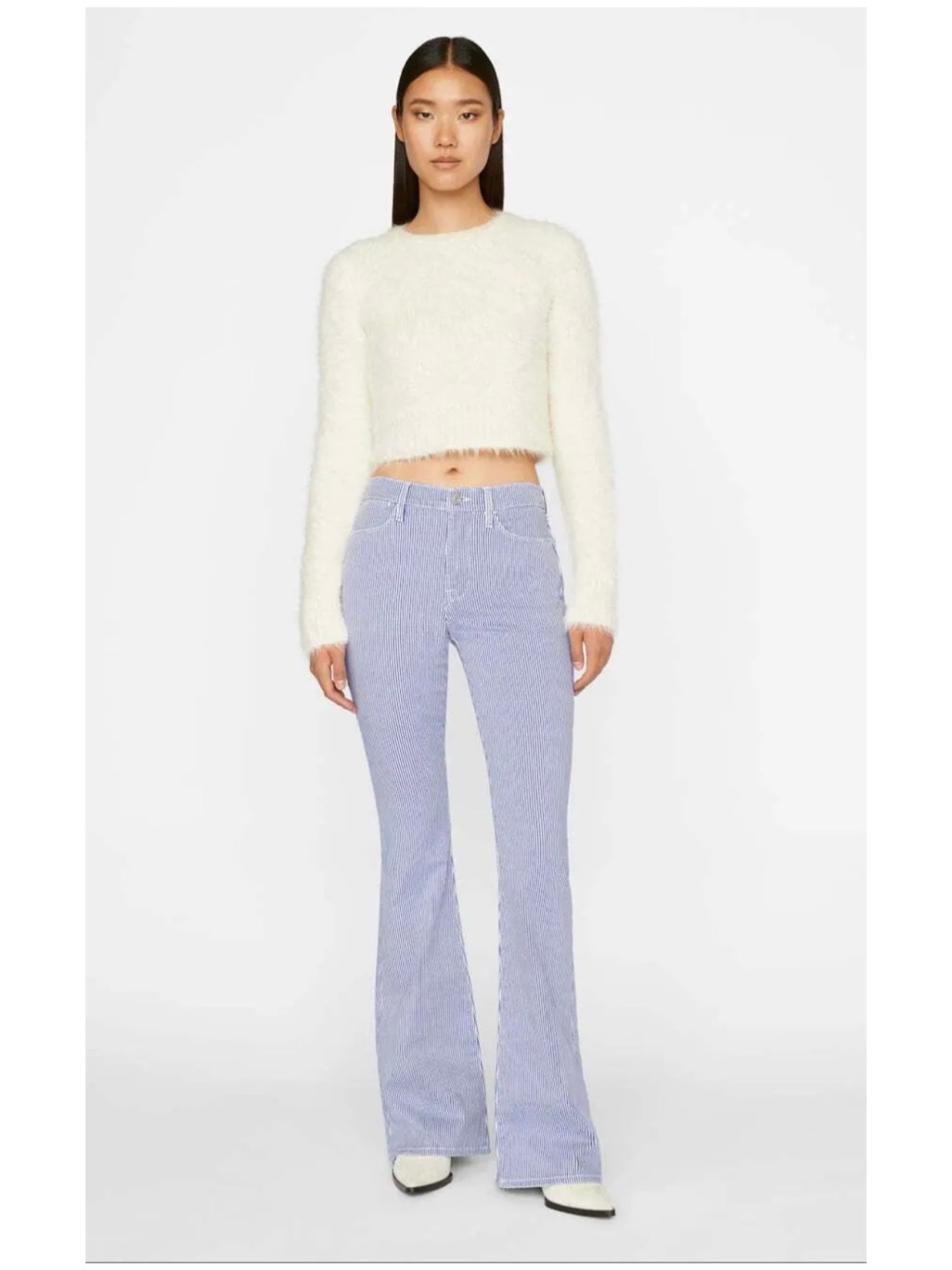 Frame Women’s Sz 28 Le High Flare Jeans Blue White Stripe Stretch Denim